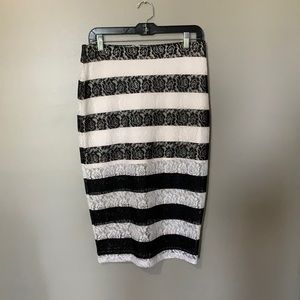 Express Stripped Lace Pencil Skirt Size 8